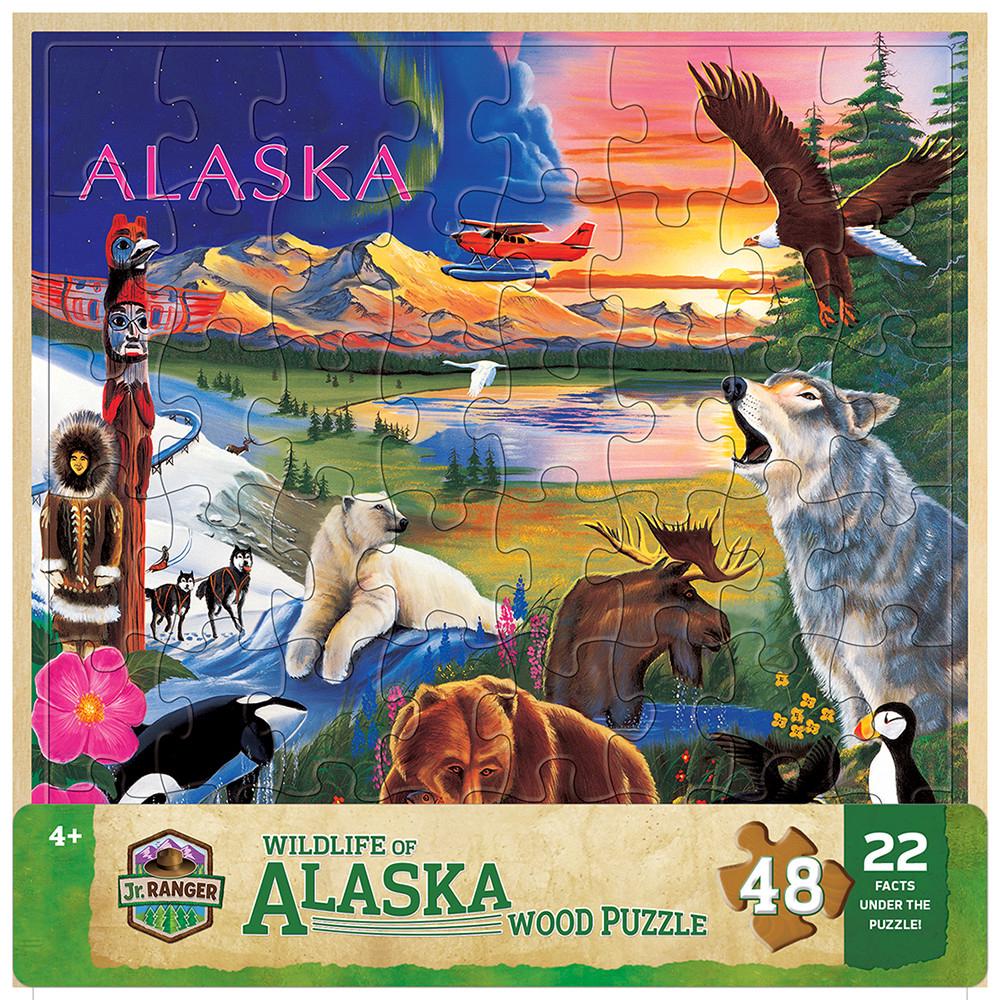 Masterpieces Jigsaw Puzzle 48 Pieces - Wood Fun Facts - Alaska Wildlife