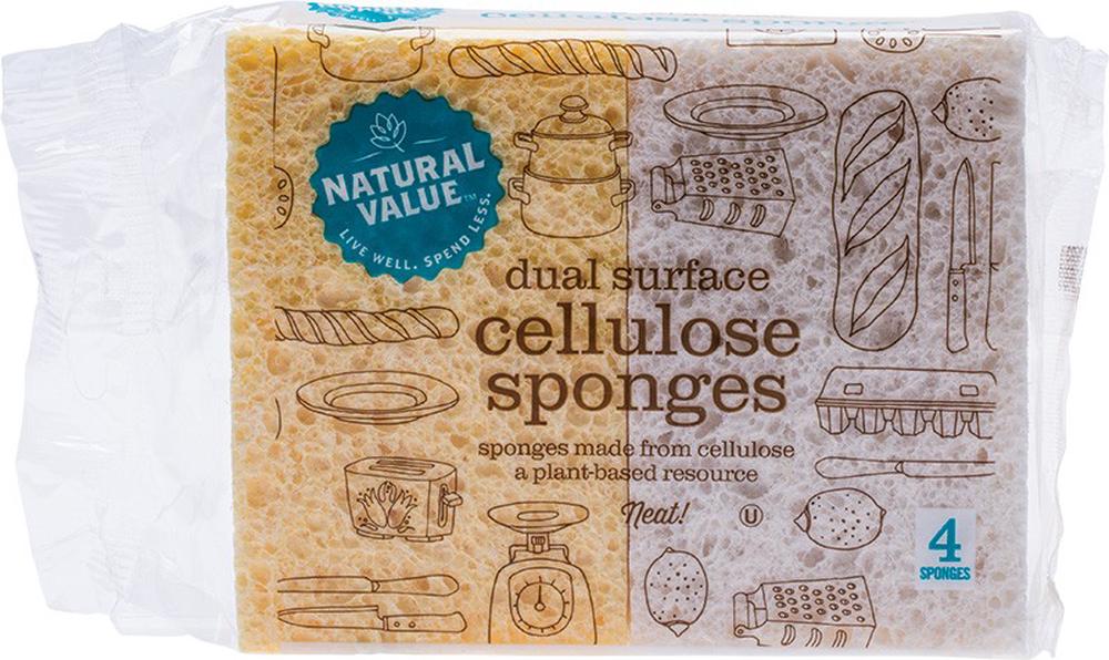Dual Surface Cellulose Sponges, 4 Pack, 0706173100096