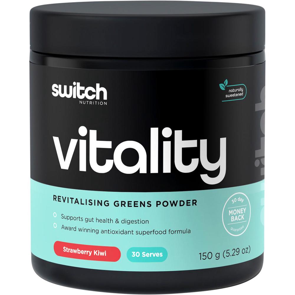 Vitality Revitalising Greens Powder (Strawberry Kiwi) - 150g, 0706502765545