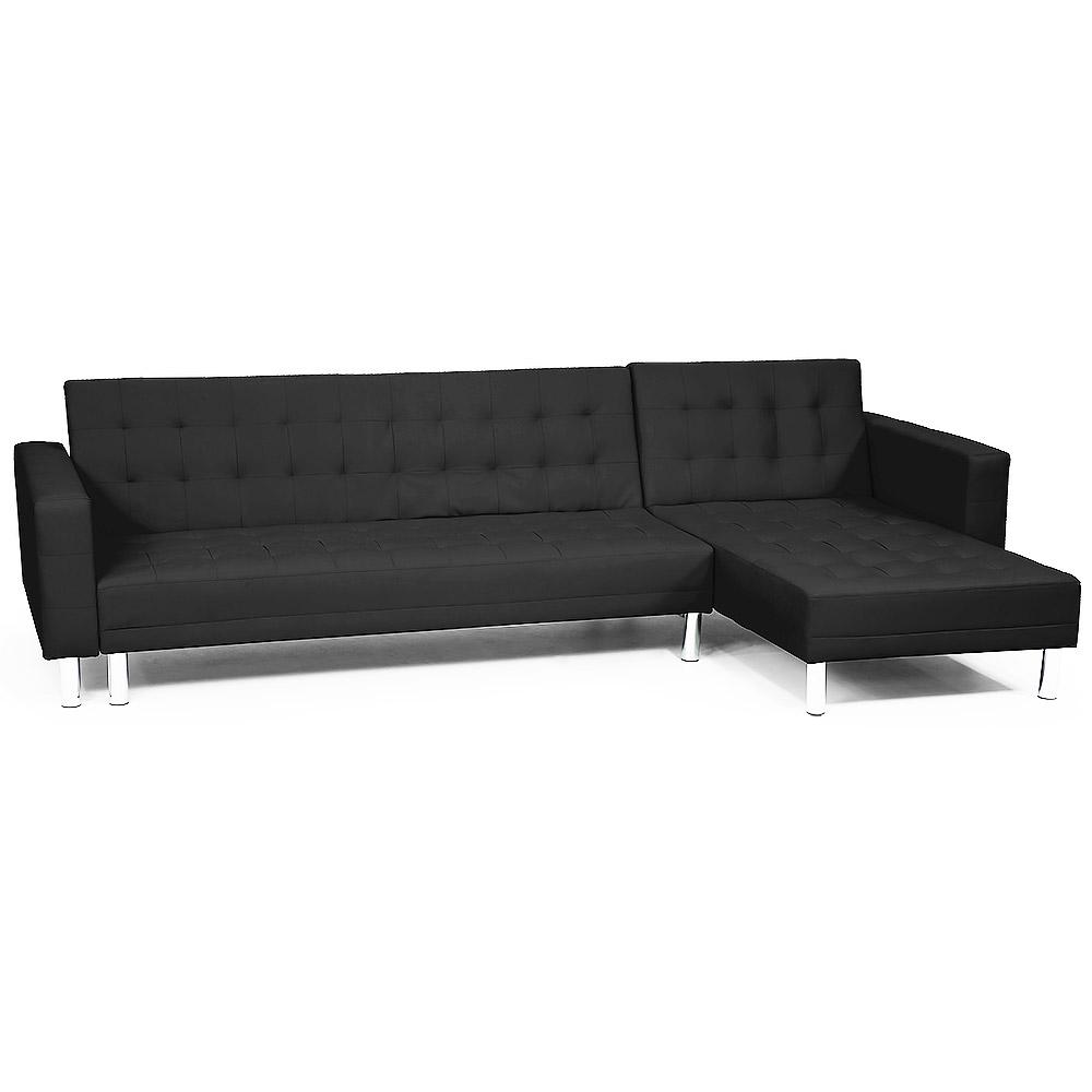 Sarantino Corner Faux Leather Sofa Bed Couch with Chaise (Black) Buy