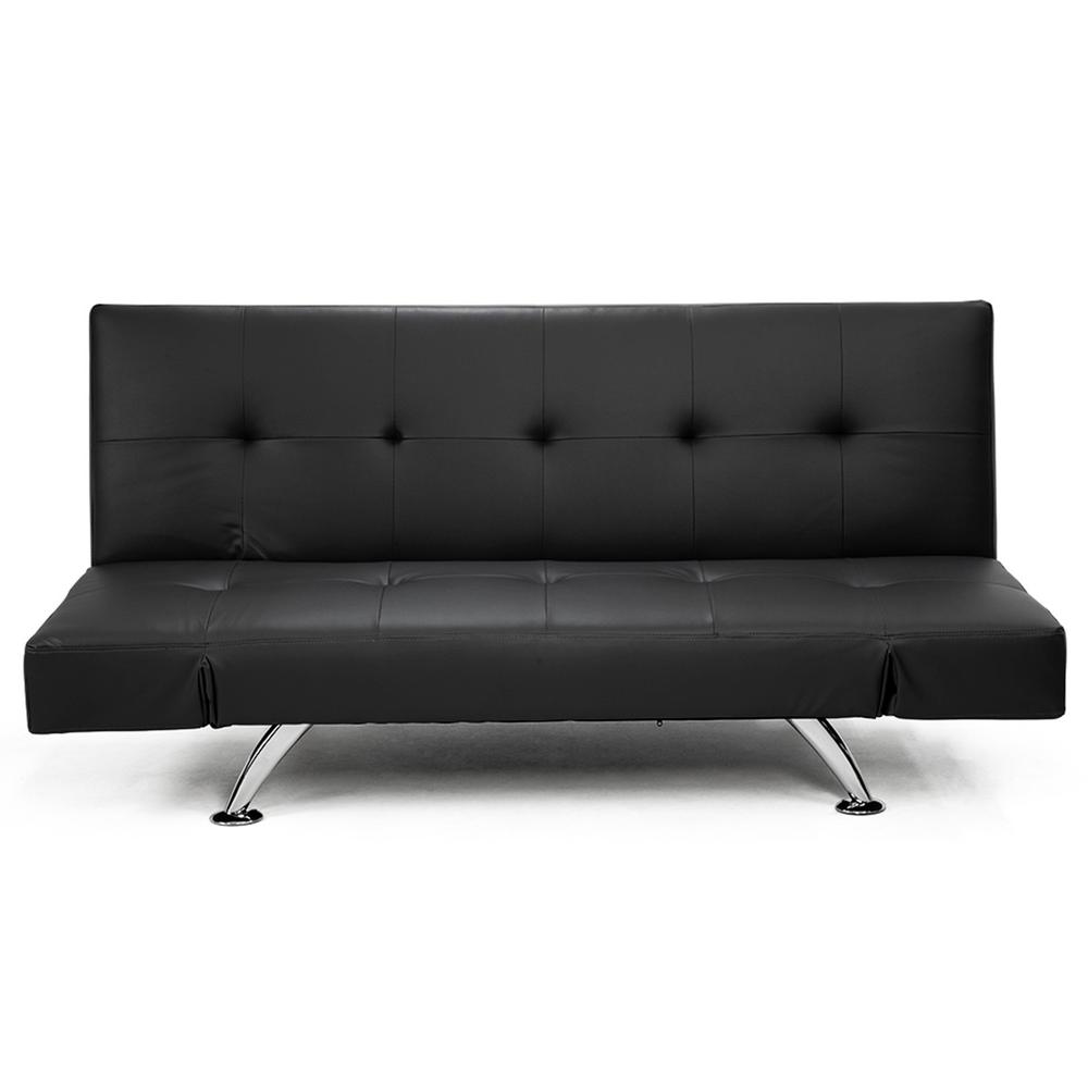 Sarantino 3Seater Faux Leather Sofa Bed Lounge (Black) Buy online at
