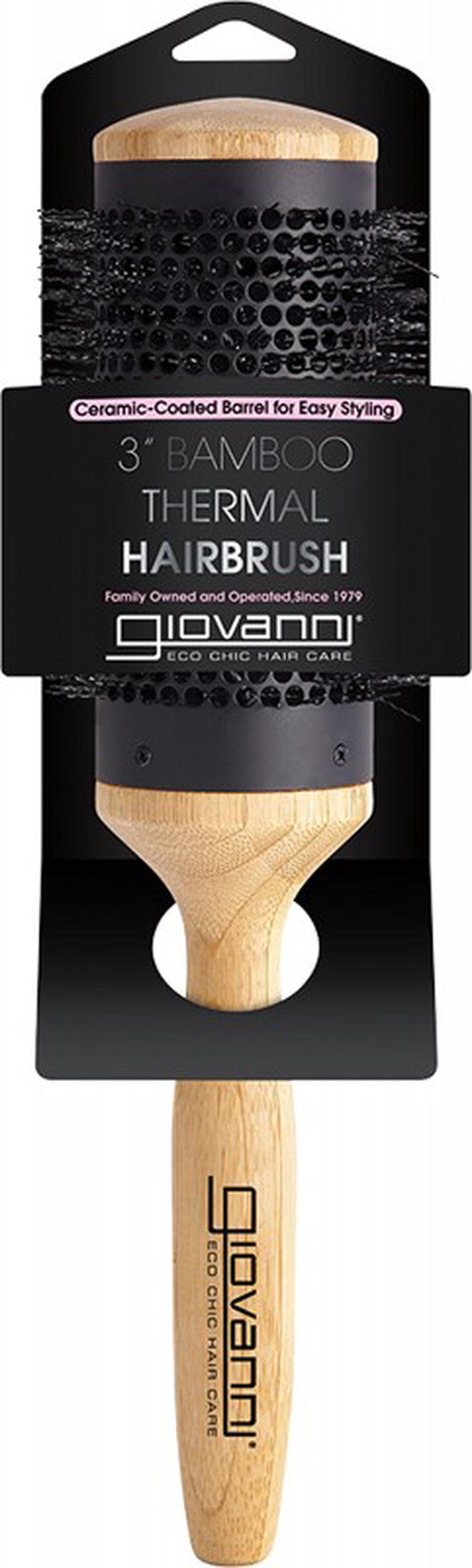 Bamboo Hair Brush Thermal Ceramic Coated Barrel, 0716237186218