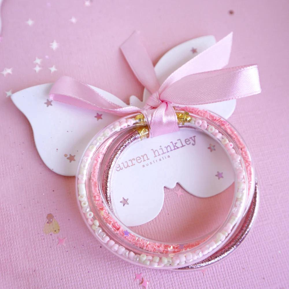 Pink Glitter Elastic Bracelet, 3 Set, 0726684061266