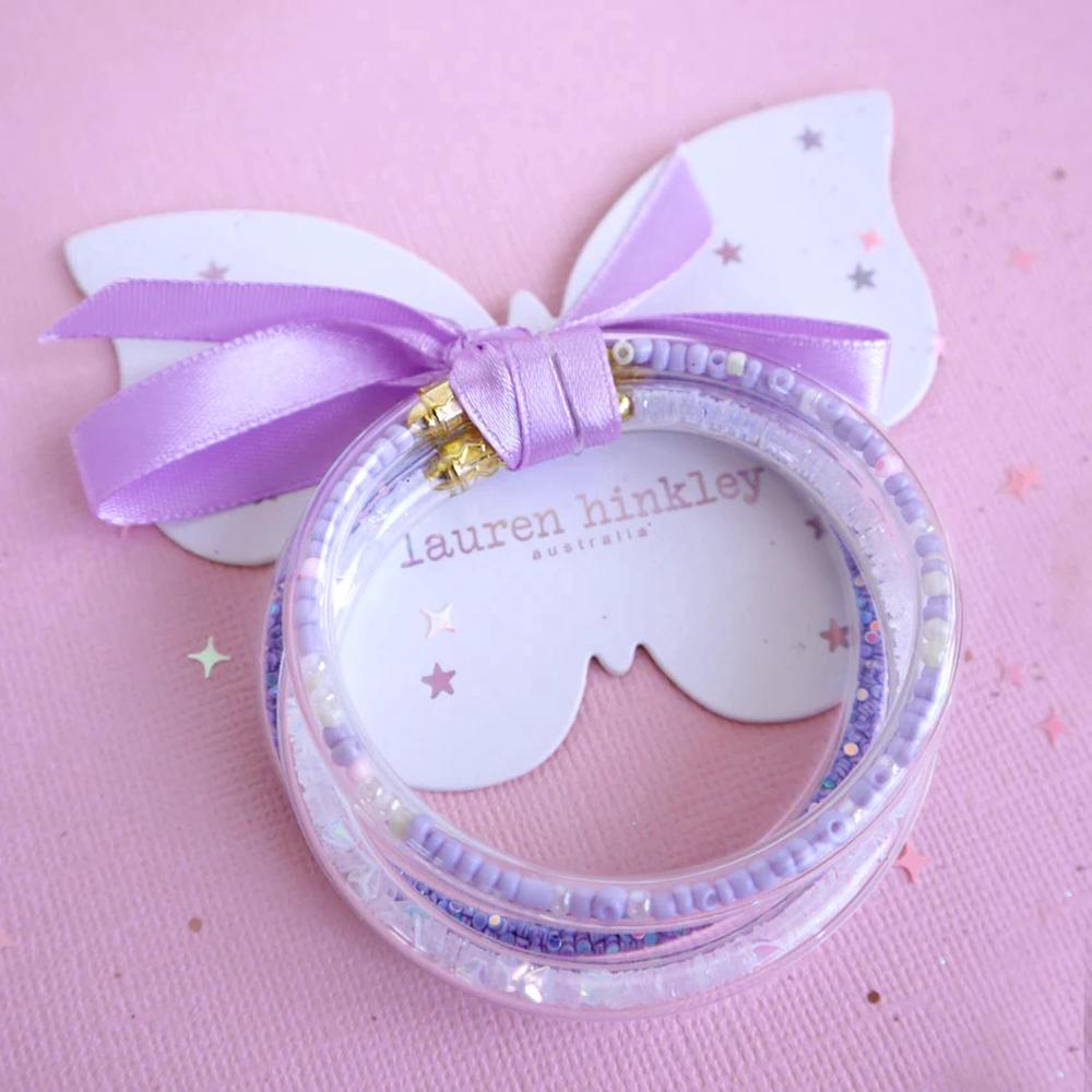 Purple Glitter Elastic Bracelet, 3 Set, 0726684061273