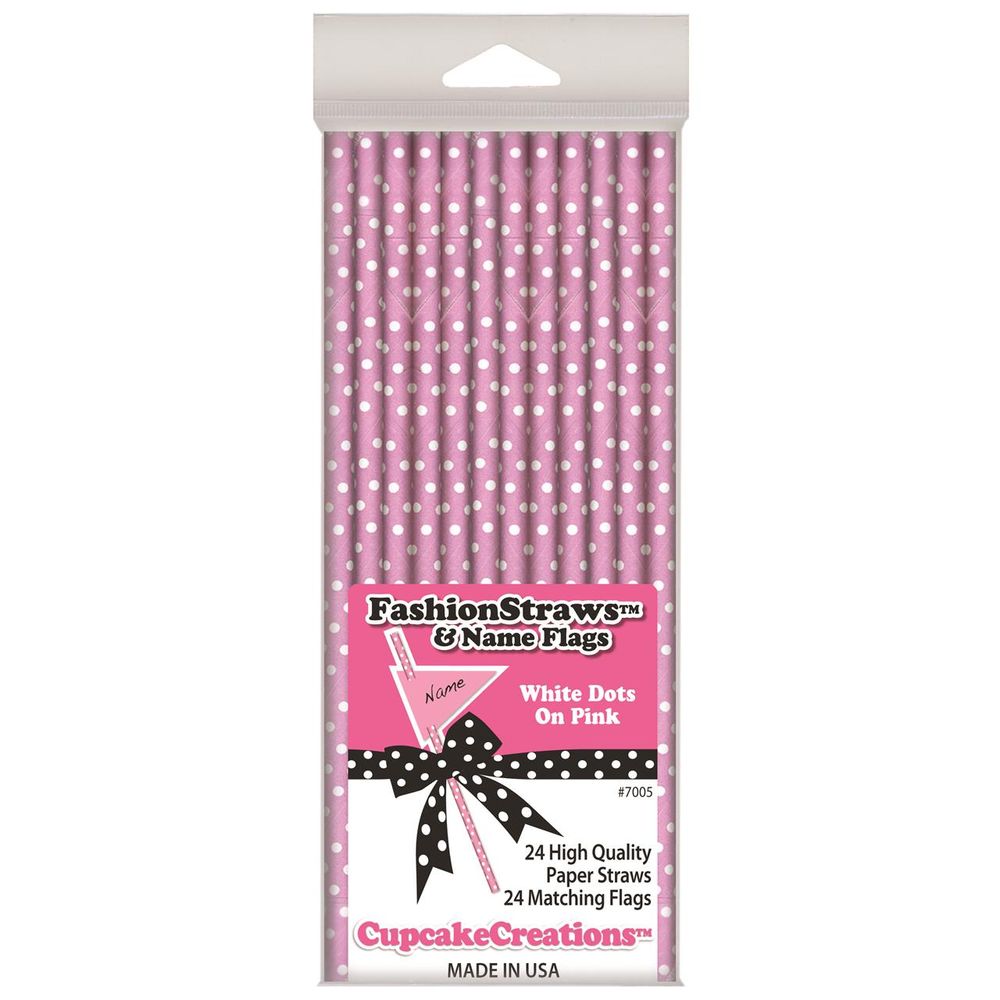 CCC Cupcake Straw White Dots, 24 Piece (Pink) - 19cm by CCC - ISBN: 0731589070053