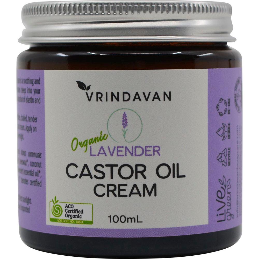 Vrindavan Castor Oil Cream (Lavender) - 100mL, 0731722043364