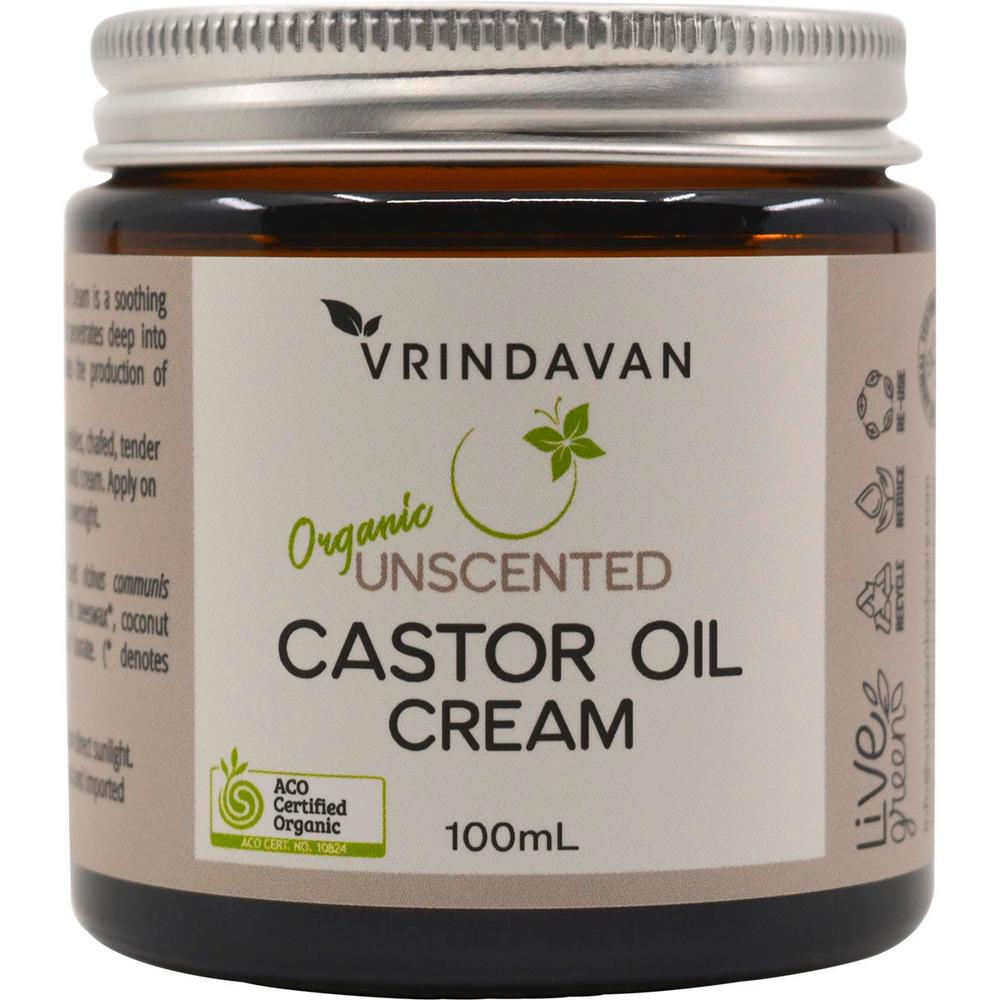Vrindavan Castor Oil Cream (Unscented) - 100mL, 0731722043449