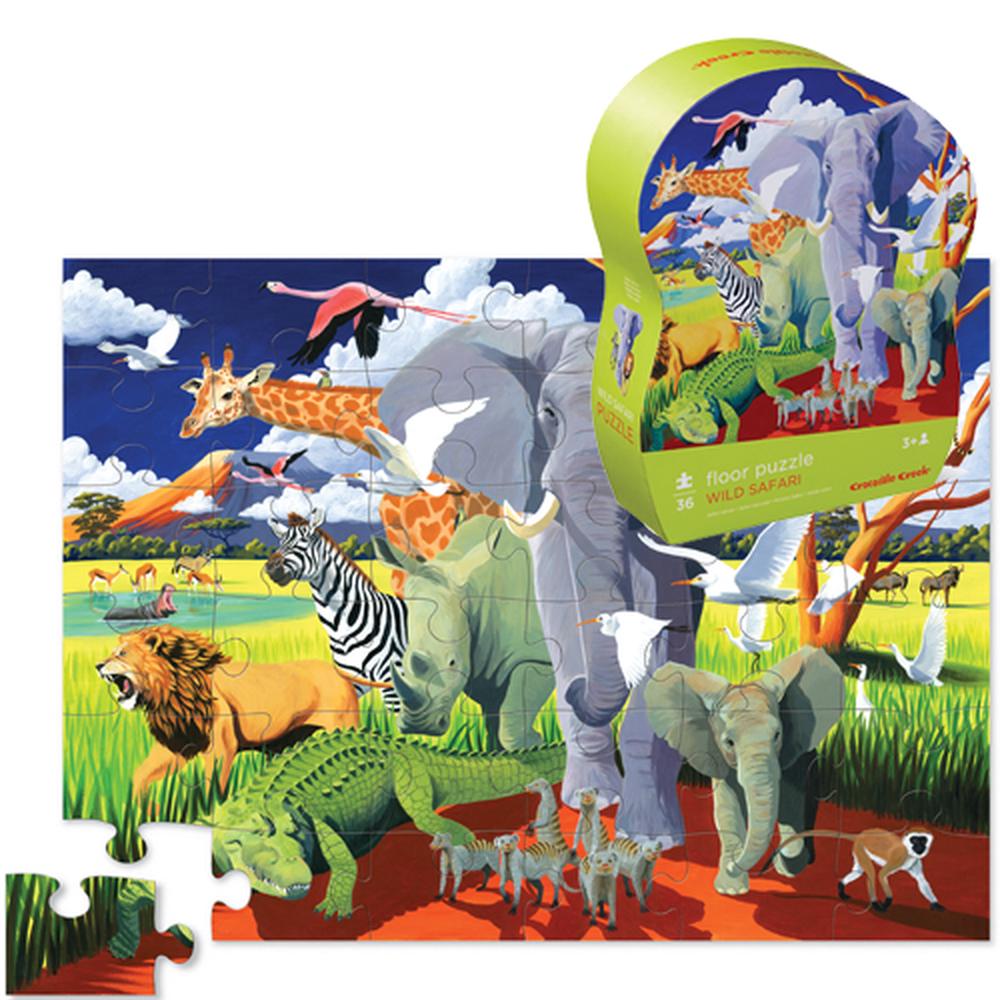 Crocodile Creek Shaped Box Jigsaw Puzzle, 36 Piece (Wild Safari) | Buy ...