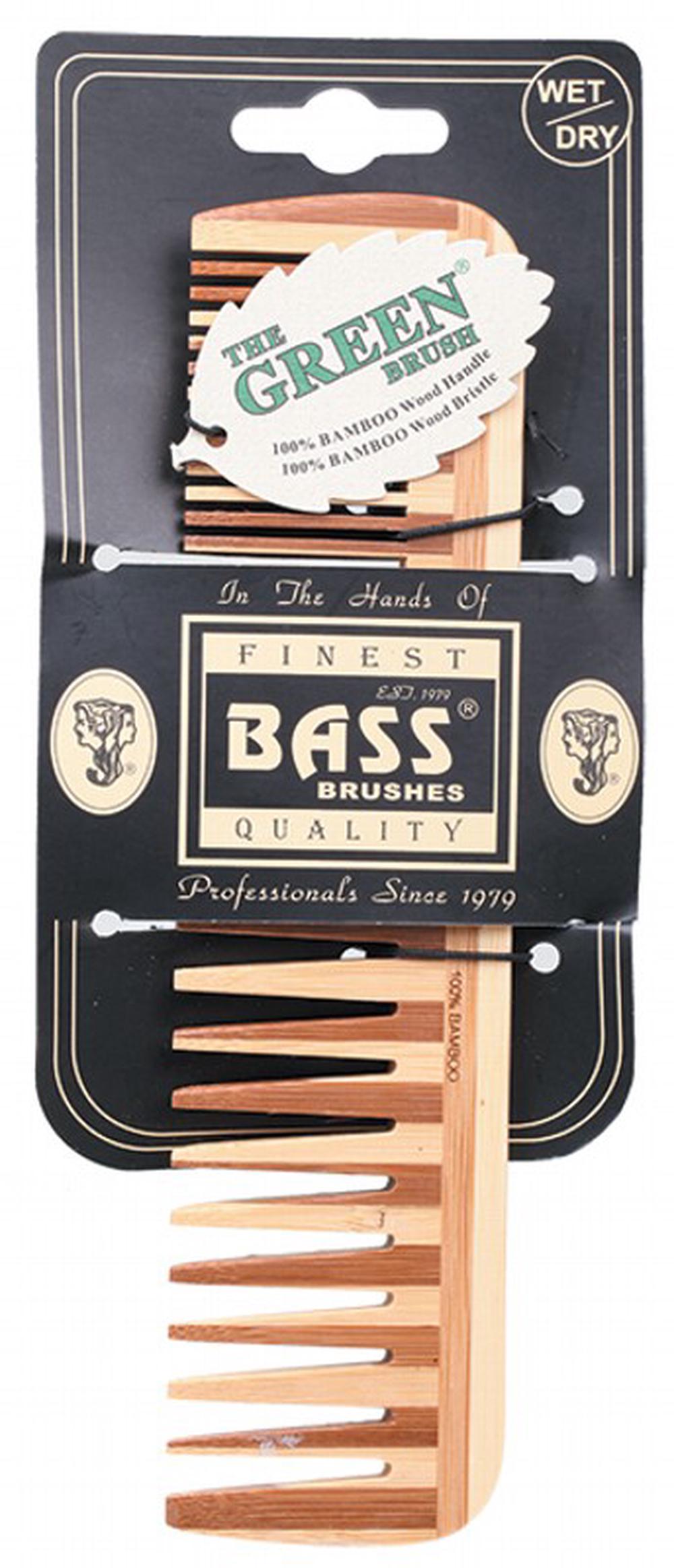 Bass Brushes Wide & Fine Tooth Bamboo Wood Tortoise Comb - Large, 0736473100663