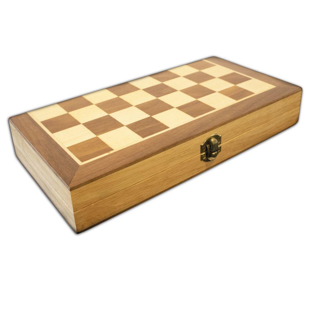 Let's Play Games Wooden Folding Chess/Checkers/Backgammon Set - 30cm ...