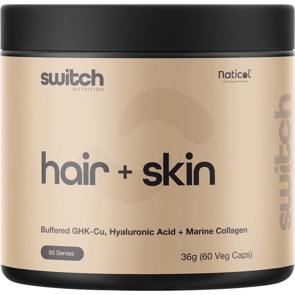 Hair + Skin GHK-Cu, Hyaluronic Acid, Marine Collagen, 60 Caps, 0743966610790