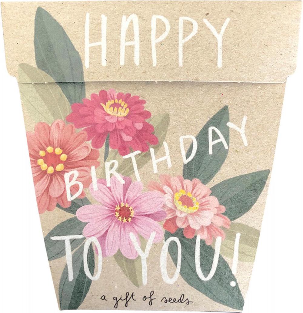 Happy Birthday Zinnia Gift of Seeds, 0744109135996
