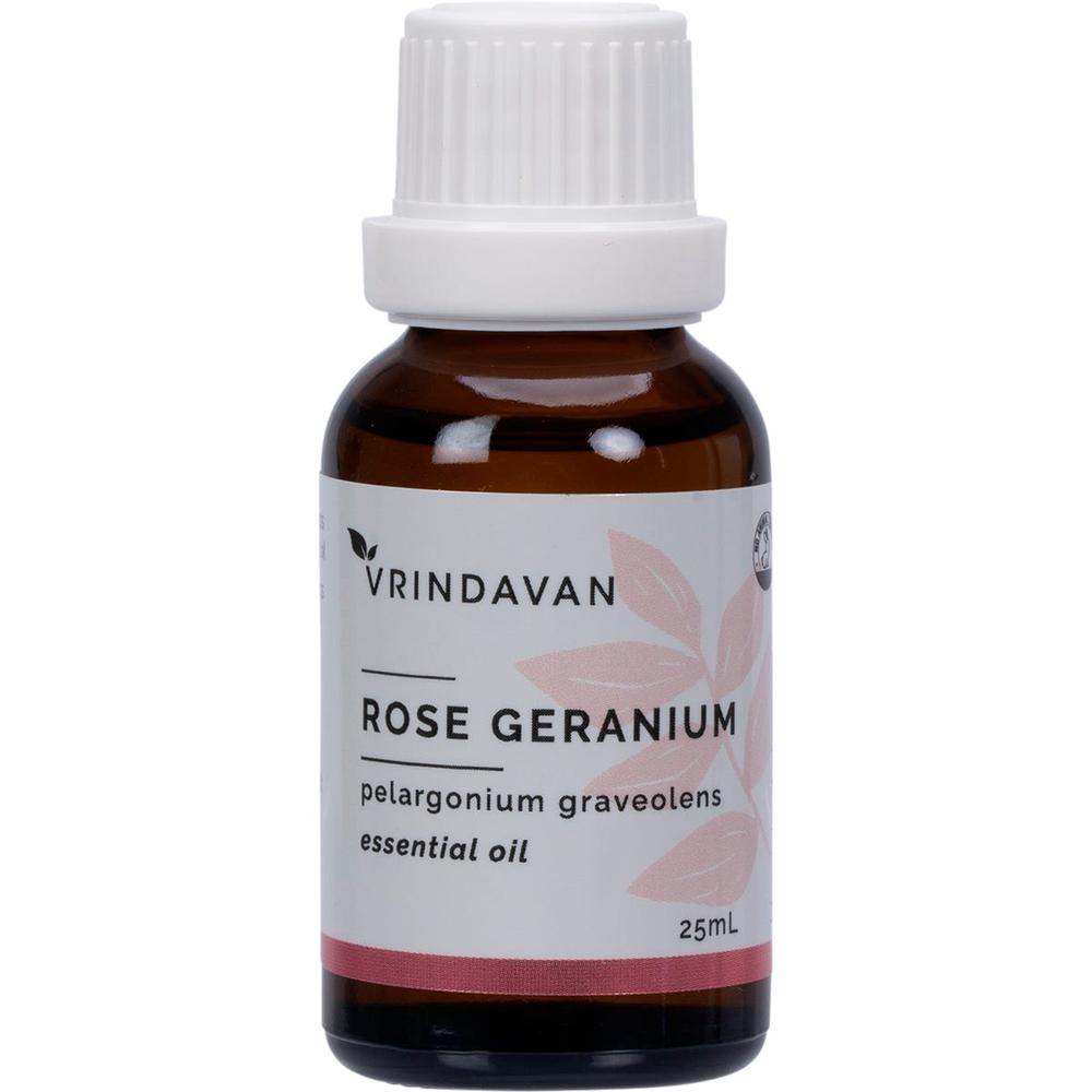 Vrindavan Essential Oil 100% Rose Geranium - 25mL, 0746092298375