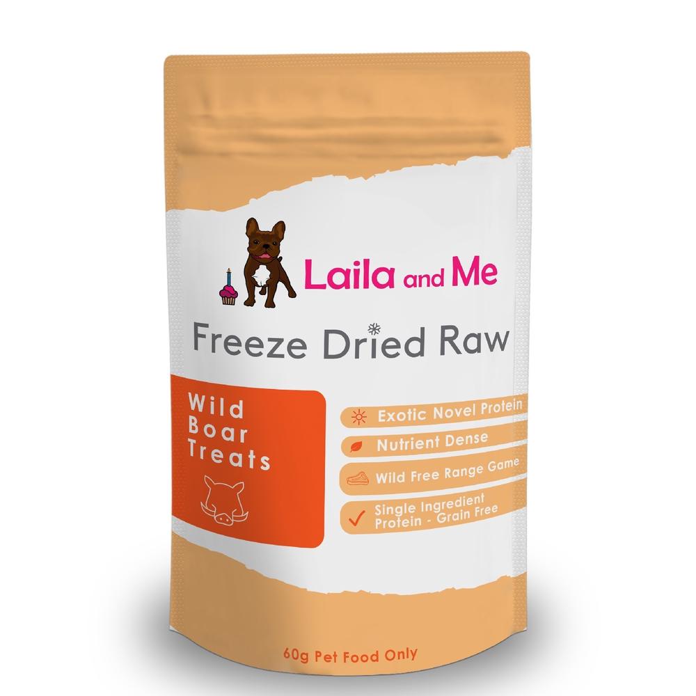 Laila & Me Freeze Dried Raw Australian Wild Boar Dog Treats - 60g, 0746935298791