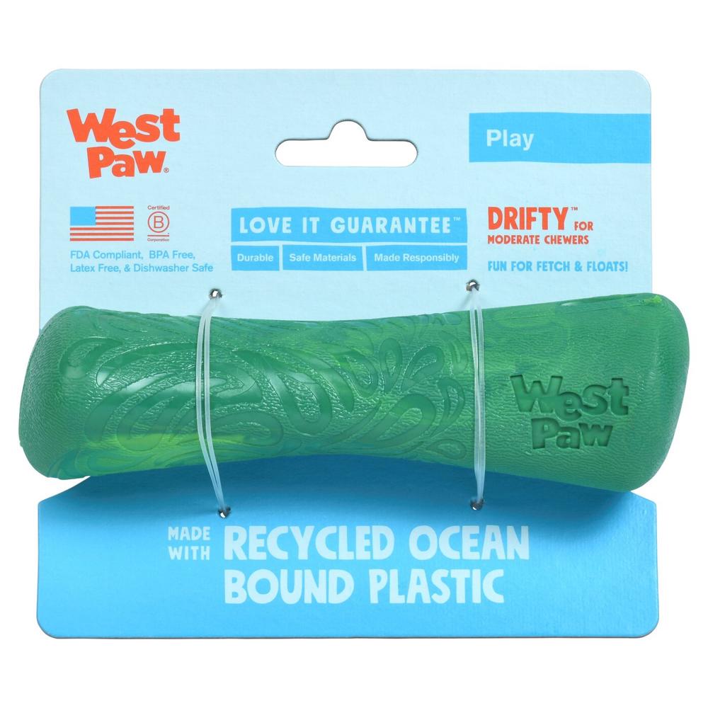 West Paw Seaflex Recycled Plastic Fetch Dog Drifty Toy (Emerald