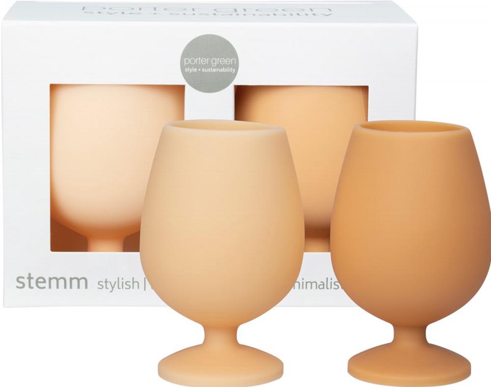 Porter Green Stemm Silicone Wine Glass Set, 2 Piece (Genoa) 250mL
