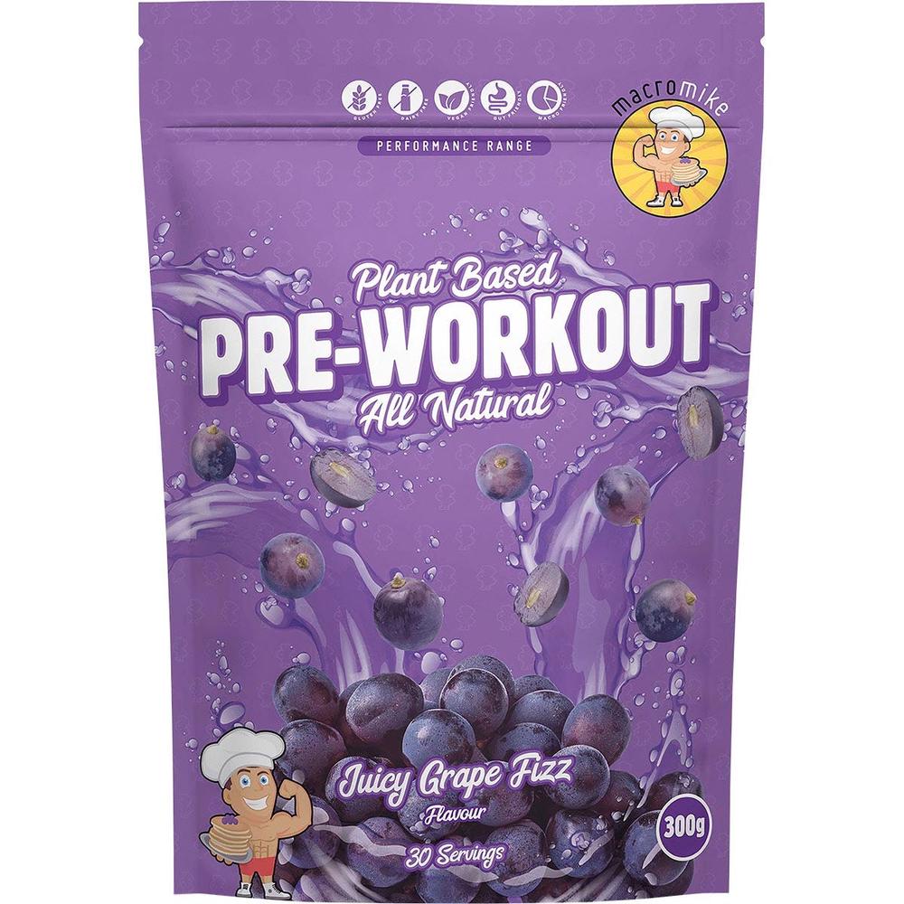 Plant Based Pre Workout Juicy Grape Fizz - 300g, 0757953904793