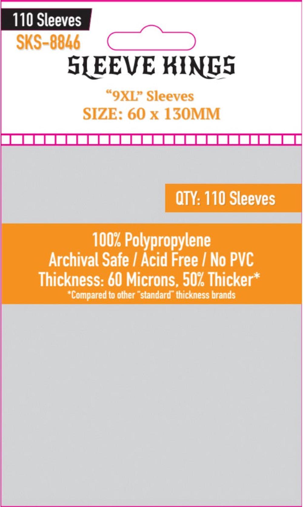 9XL Sleeves, 100pcs - 60 x 130mm, 0759126525118