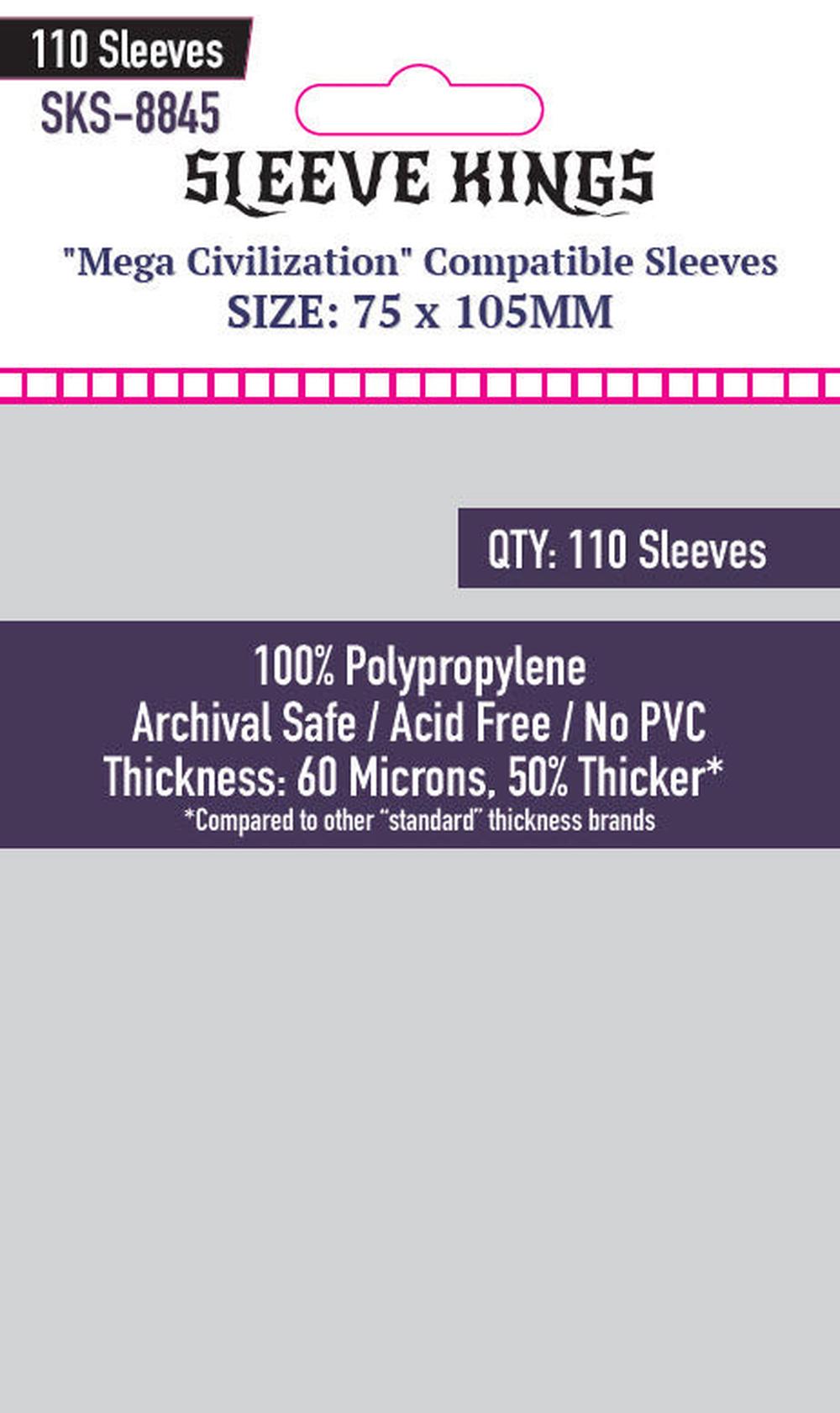 Mega Civilization Compatible Sleeves, 110pcs - 75 x 105mm, 0759126688714