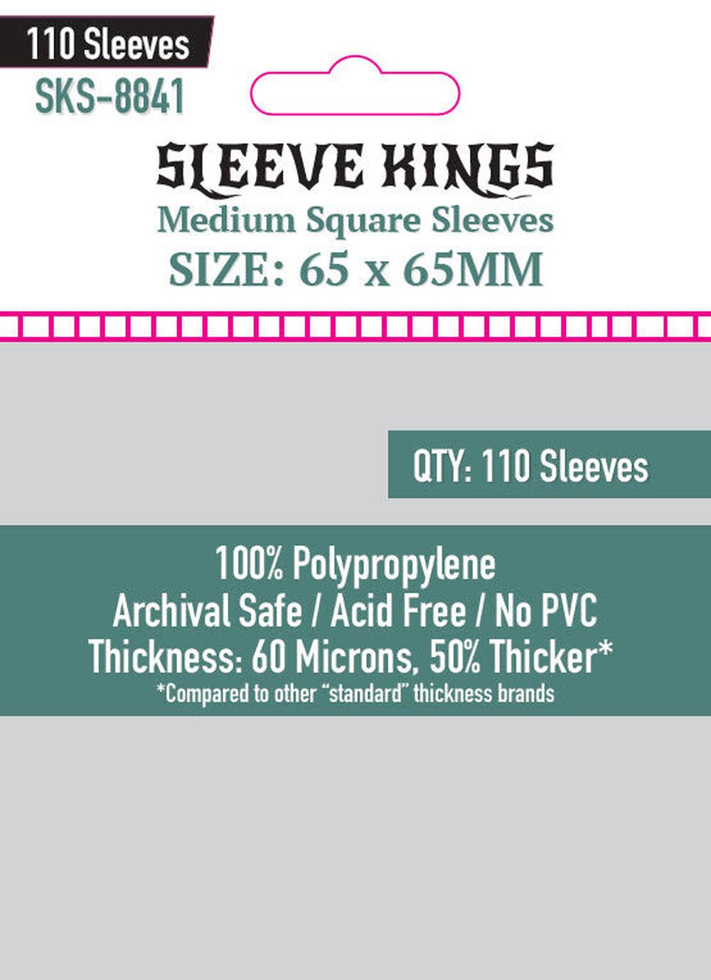 Sleeve Kings Medium Square Sleeves,110pcs - 65 x 65mm, 0759126789510