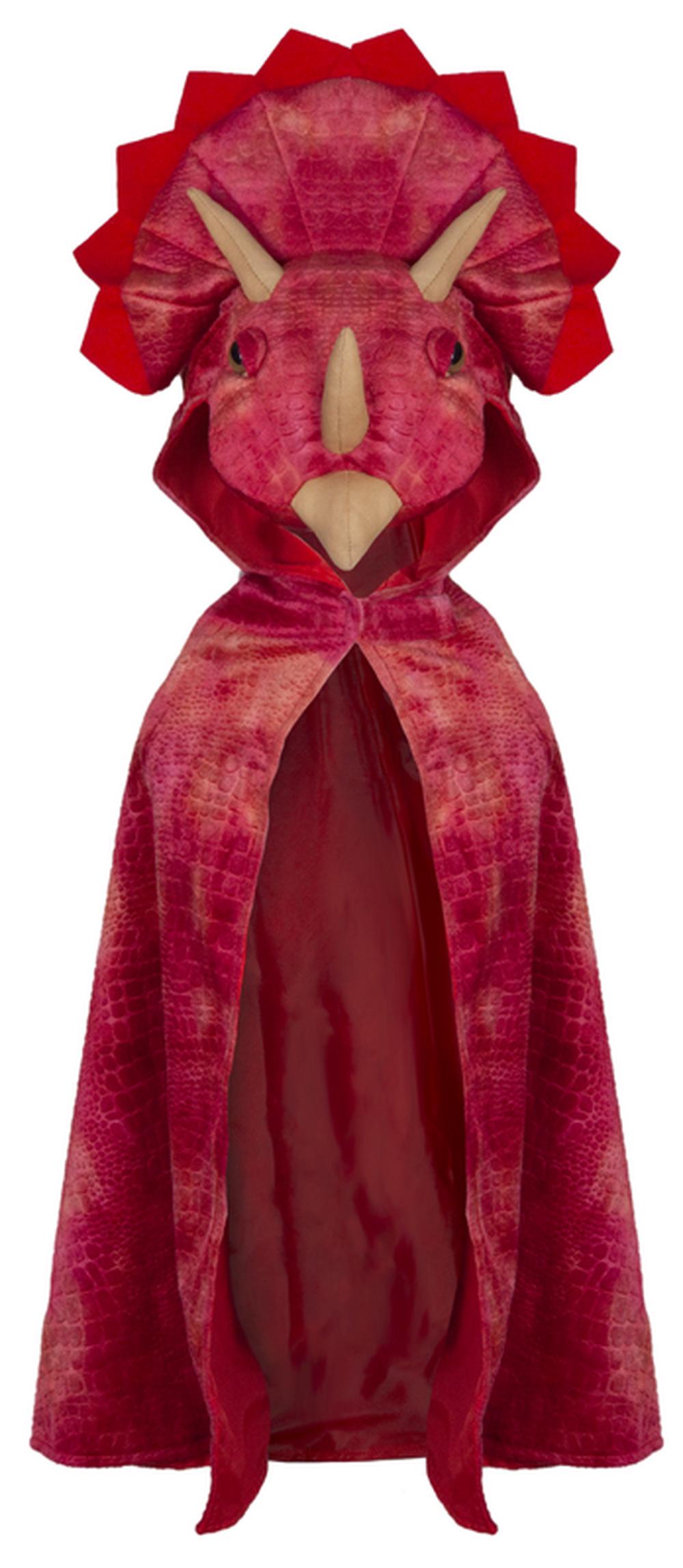 Great Pretenders Red Triceratops Hooded Cape - Size 4-5, 0771877567759