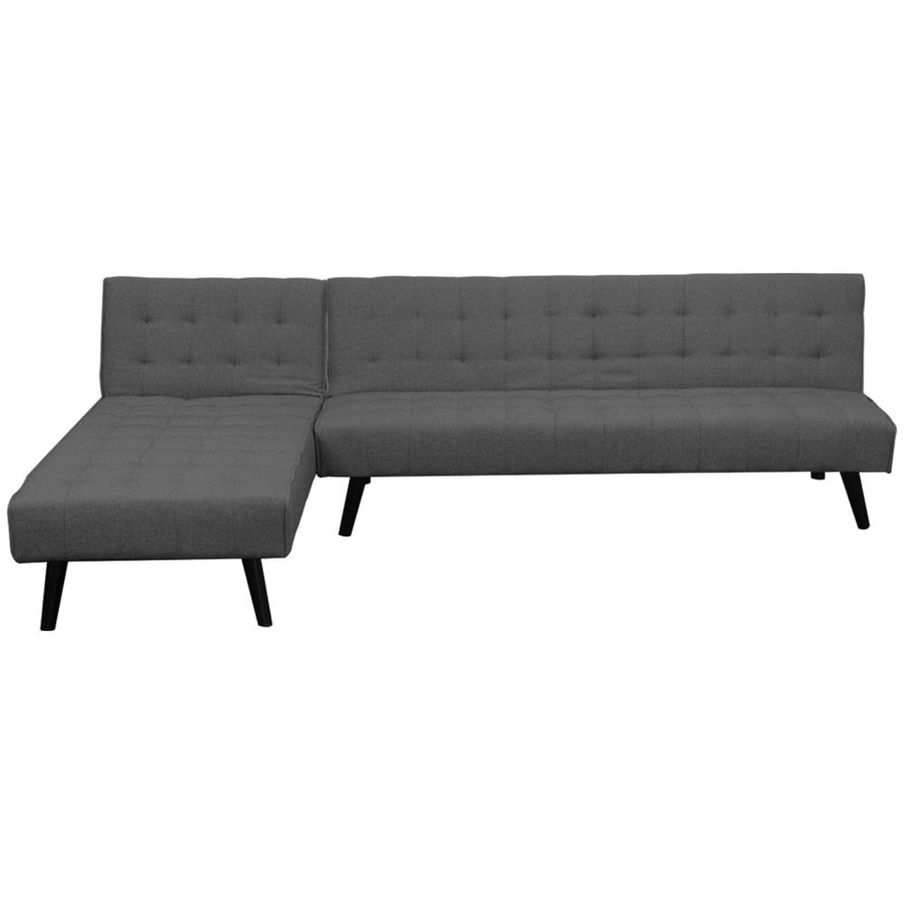 Sarantino 3Seater Corner Wooden Sofa Bed Lounge Chaise Sofa (Dark Grey