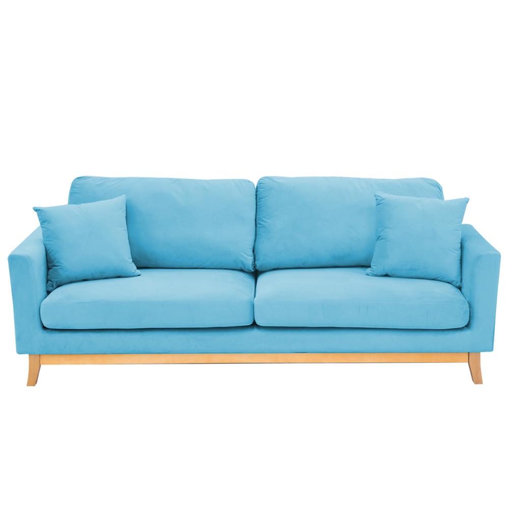 Sarantino 3Seater Faux Velvet Wooden Sofa Bed Couch Furniture (Blue