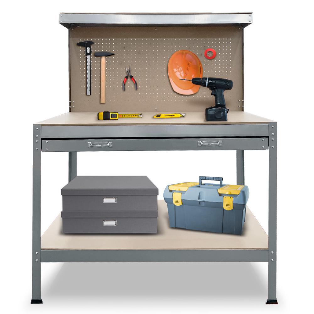 Kartrite 2Layered Work Bench Garage Storage Table Tool Shop Shelf