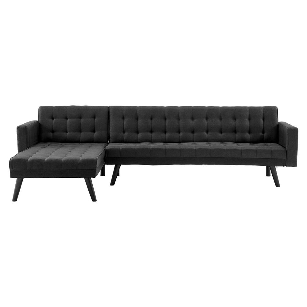 Sarantino 3Seater Corner Wooden Sofa Bed Lounge Chaise Sofa (Black