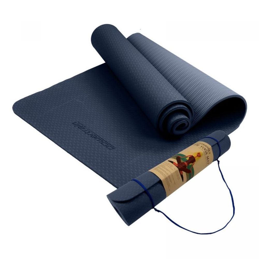 Powertrain Eco-Friendly TPE Pilates Exercise Yoga Mat (Dark Blue) - 6mm by Powertrain - ISBN: 0787099891244