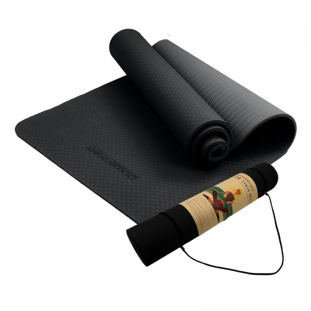 Powertrain Eco-Friendly TPE Pilates Exercise Yoga Mat (Black) - 6mm by Powertrain - ISBN: 0787099891251