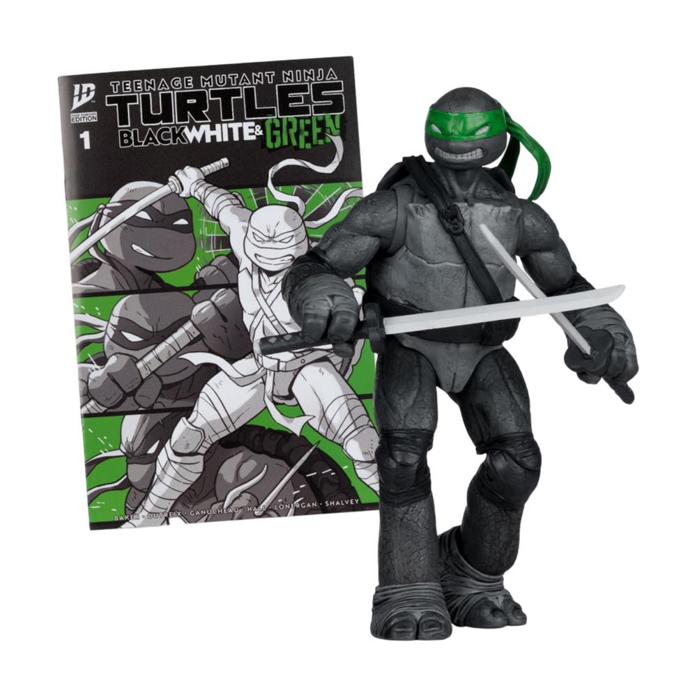 McFarlane Toys TMNT - Leonardo (Black White/Green Variant) Figure with Comic - 5 Inch, 0787926114188
