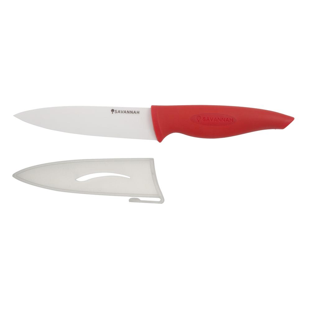 Savannah Ceramic Prep Knife & Sheath (White/Red) Buy online at Well Cooked
