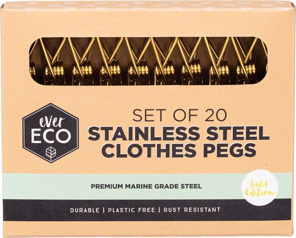 Stainless Steel Clothes Pegs Premium Marine Grade, 20 Pieces, 0793591899732