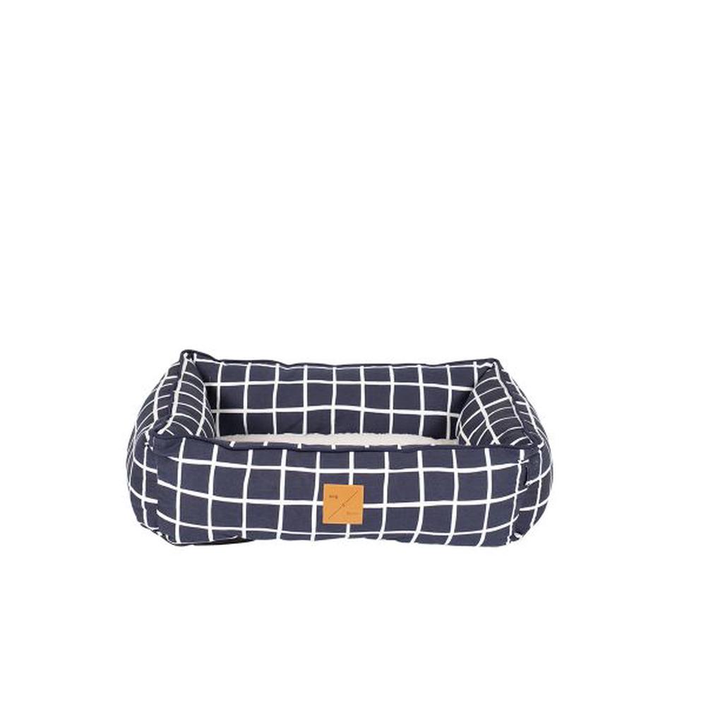 Mog & Bone Bolster Dog Bed (Navy Check) - Small, 0797776307500