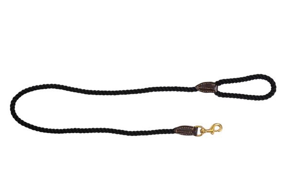 Mog & Bone Leather Brass Rope Dog Lead (Black) 1.2m Buy online at