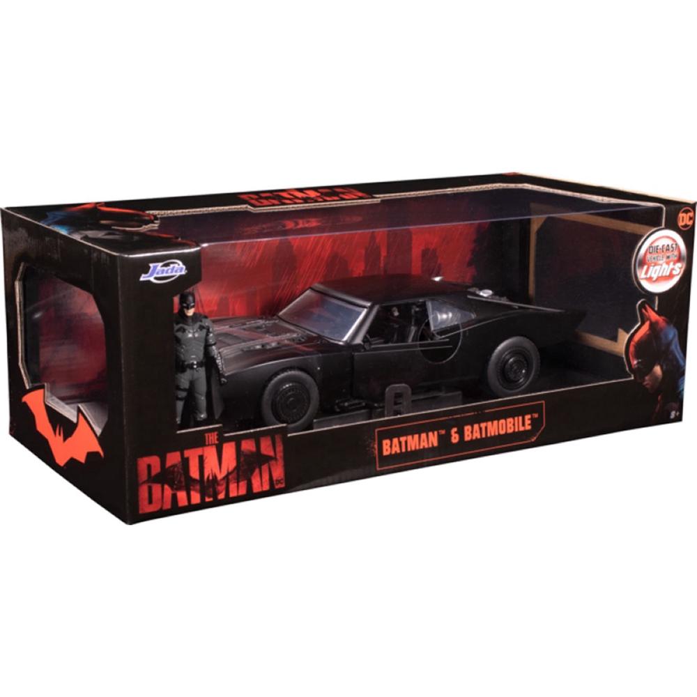 Jada Toys The Batman - Batmobile with Batman Hollywood Ride with Light, 1:18 Scale, 0801310325049