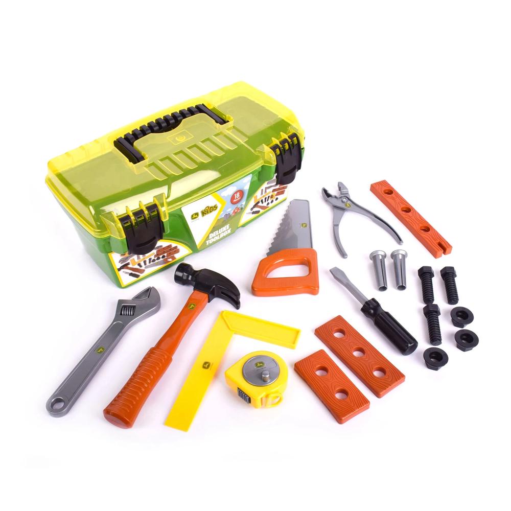 John Deere Toy Toolbox With Carry Handle,18 Piece, 0810009209744