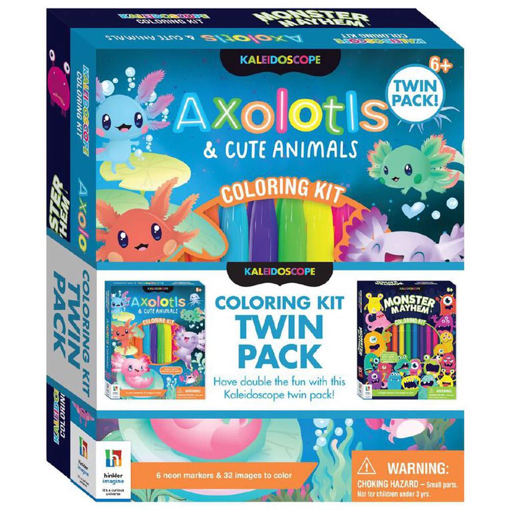 Kaleidoscope Colouring Kit Twin Pack - Axolotls & Monsters, 0810034893192