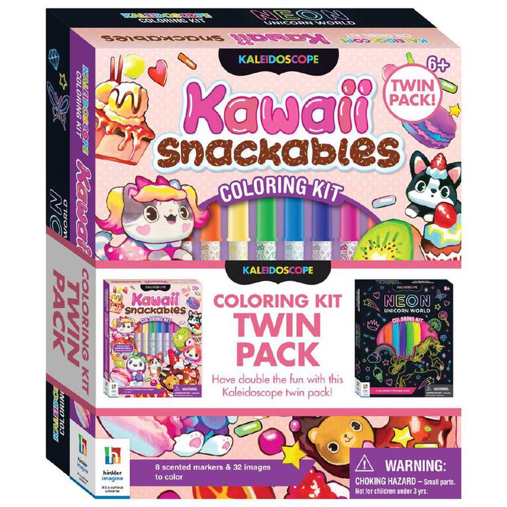 Kaleidoscope Colouring Kit Twin Pack - Unicorn & Snackables, 0810034893208