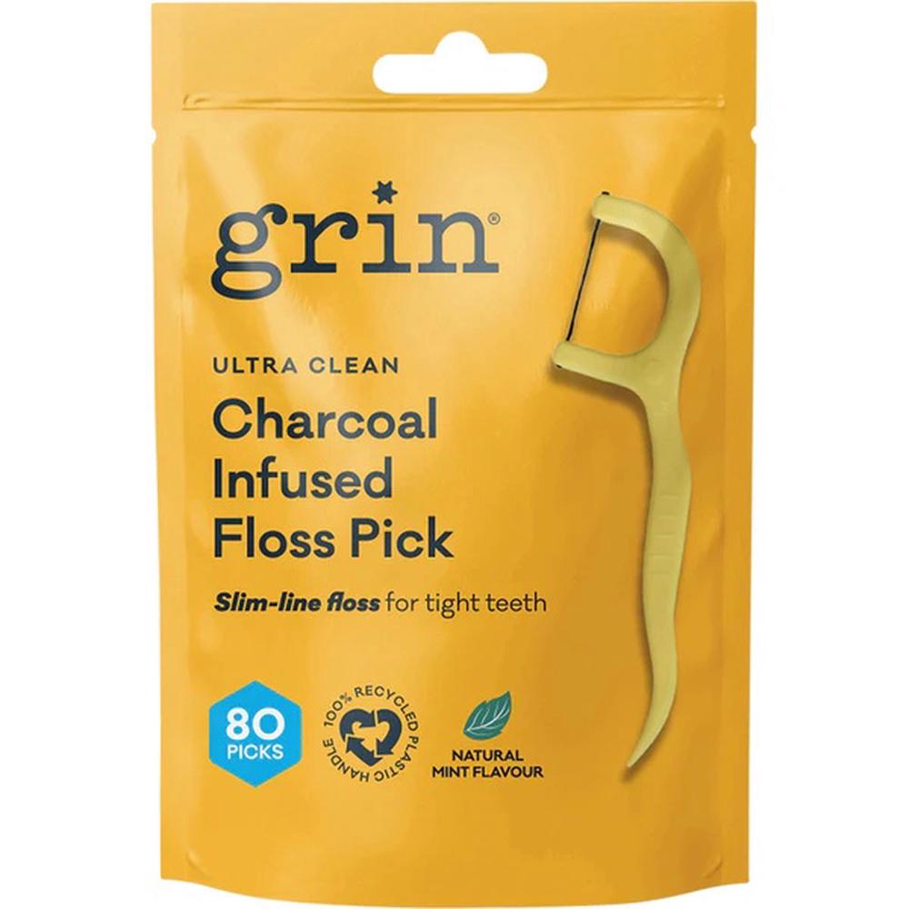 Ultra Clean Floss Picks Charcoal Infused, 80 Pack, 0810166830157