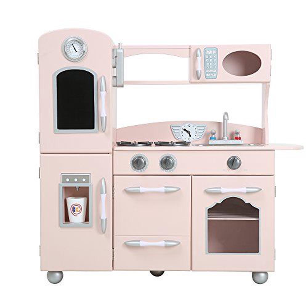 Teamson Kids Retro Wooden Play Kitchen With Refrigerator Freezer Teamson Kids Retro Wooden Play Kitchen With Refrigerator Freezer Oven And Dishwasher Pink 1 Piece At The Nile