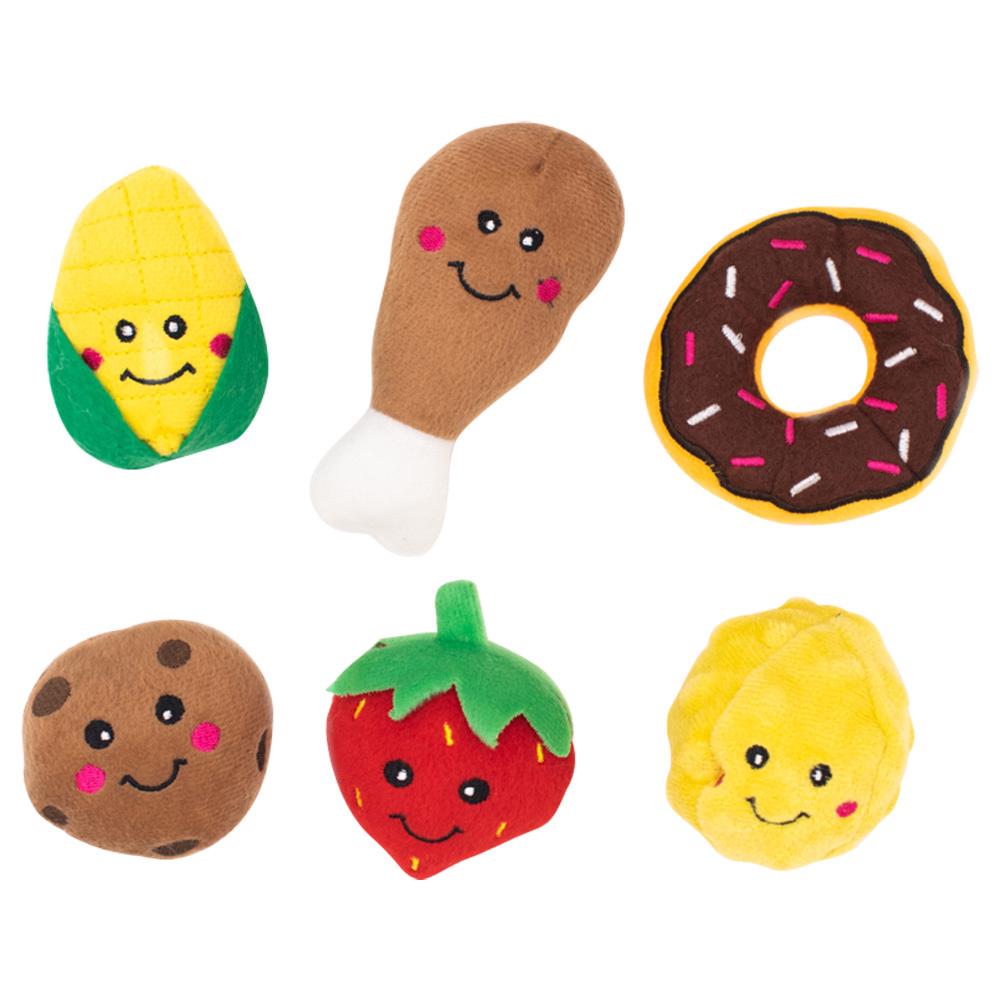 Zippy Paws Miniz Food Multipack Plush Squeaker Dog Toys, Set of 6 Buy