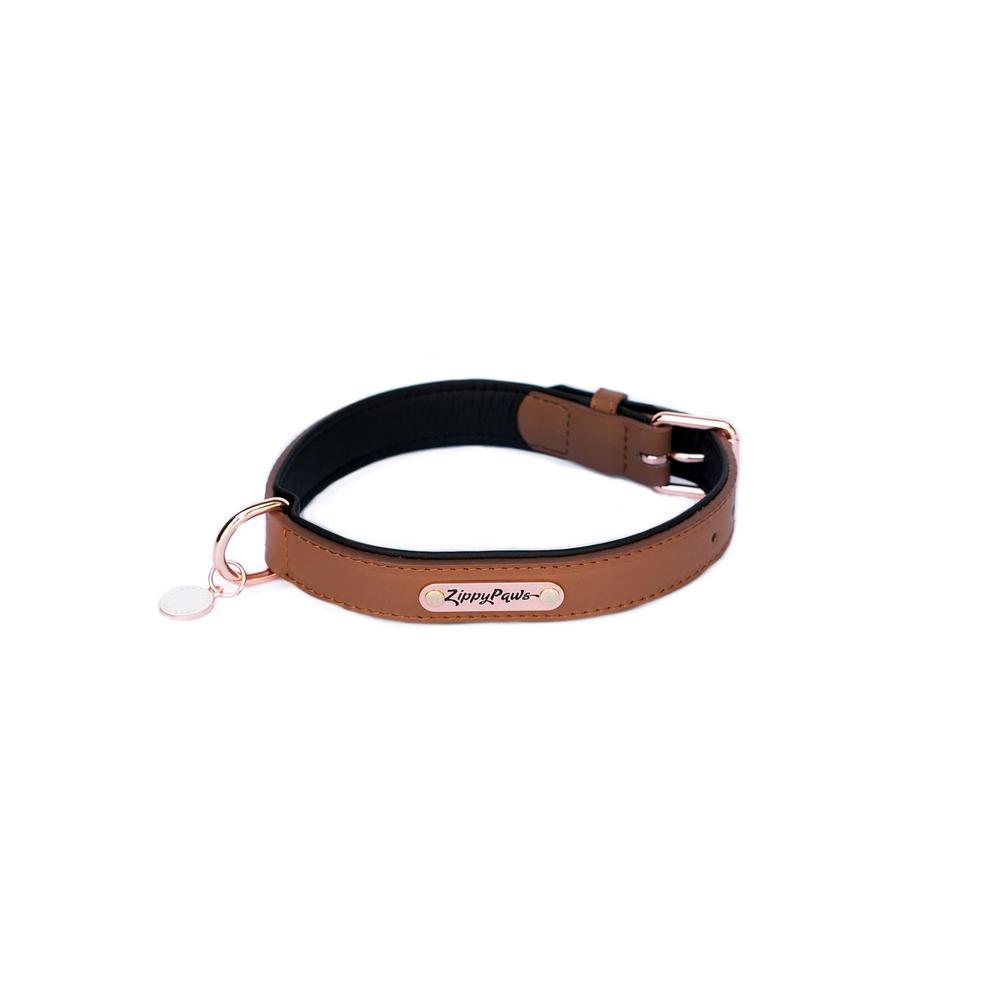 Zippy Paws Legacy Collection Leather Dog Collar (Brown) - Large, 0818786013493