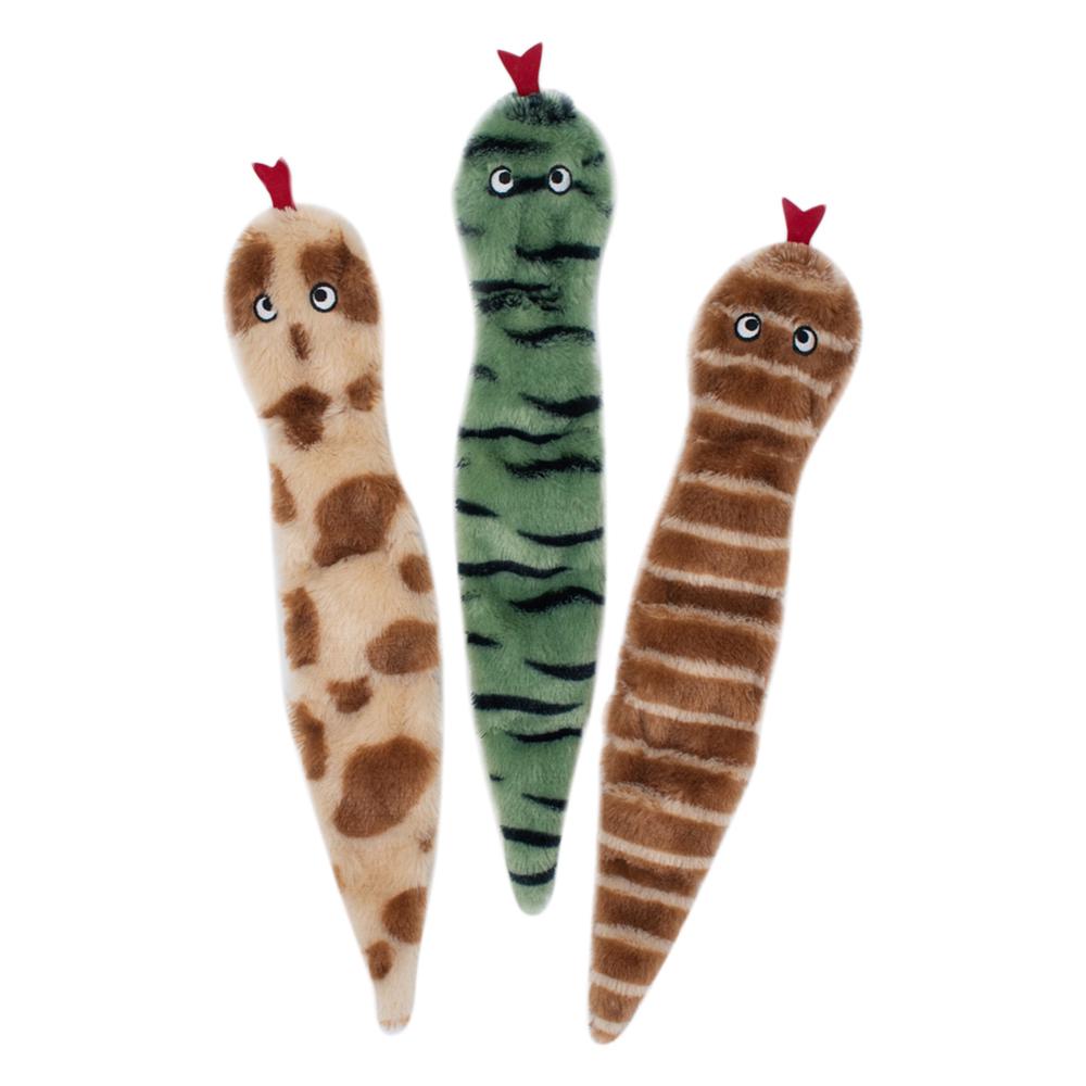 Zippy Paws Skinny Peltz No Stuffing Squeaker Dog Toy, Pack of 3 (Desert
