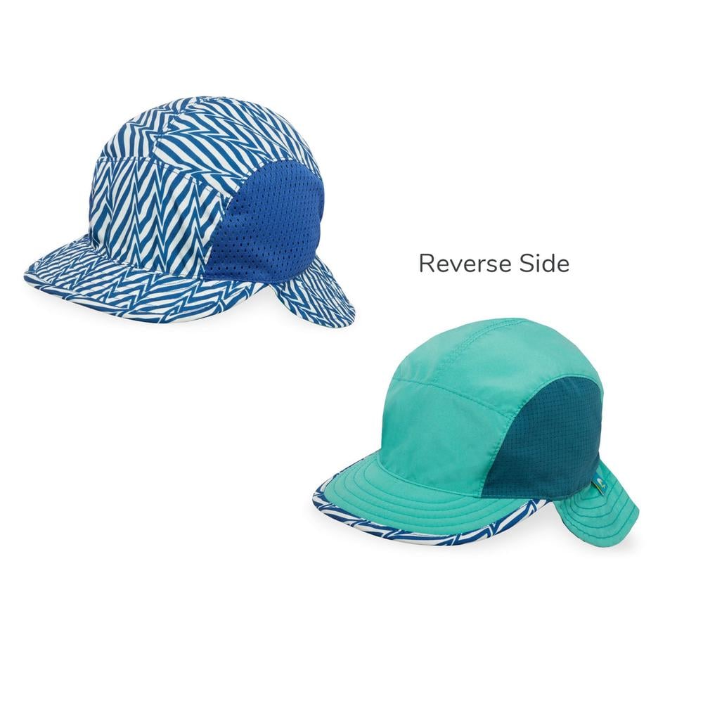 Infant Sunflip Cap (Blue Electric Stripe/Sea Spray) - 6-12 Months, 0818865024211