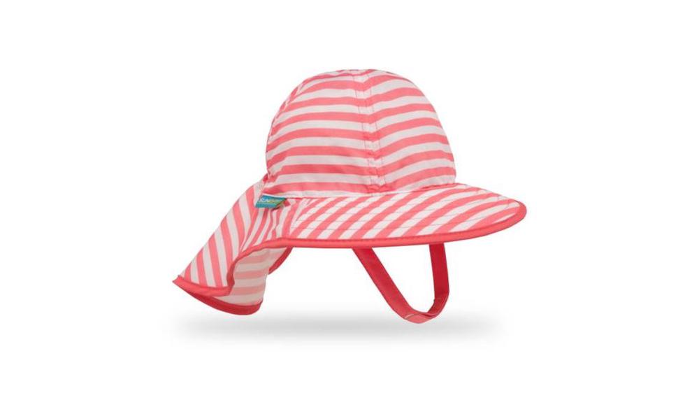 Infant SunSprout Hat (Coral/White Stripe), 0818865024259