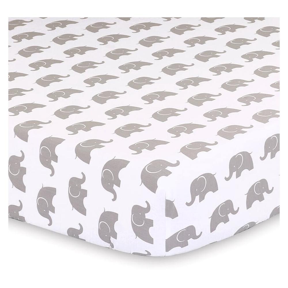 Little Haven Cot Fitted Sheet (Grey Elephant) Buy online at Tiny Fox