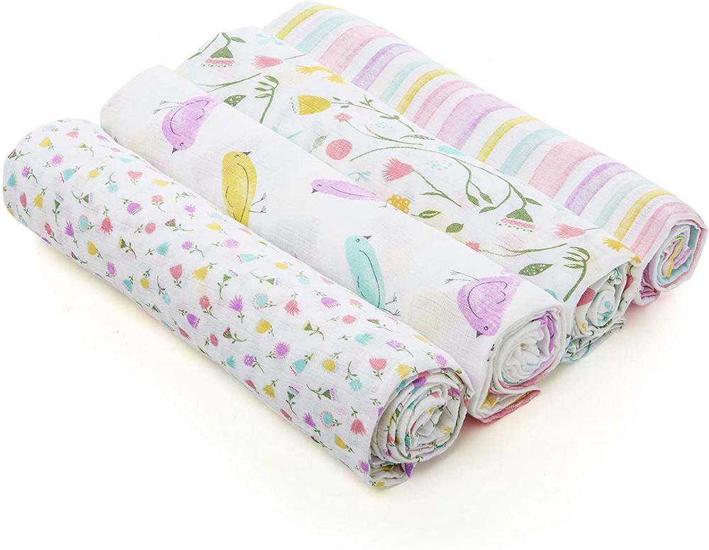 aden + anais Essentials Classic Swaddles, 4 Pack (Spring Awakening