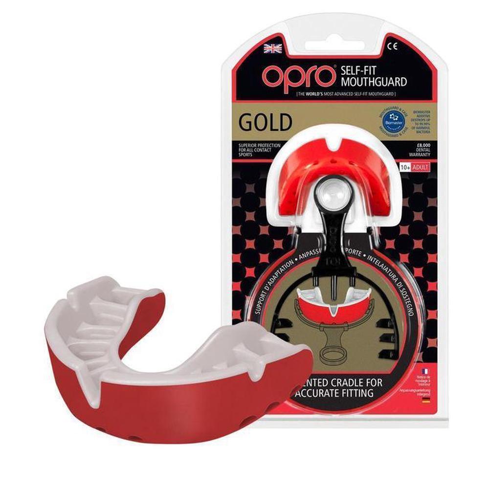 Opro Gold Mouthguard (Red/White), 0843486001464